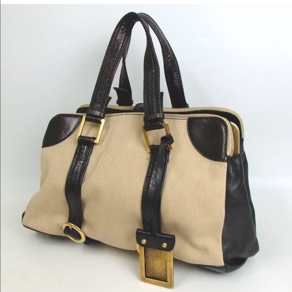 Chloe | Bags | Chloe Boston Canvas And Leather Bag | Poshmark